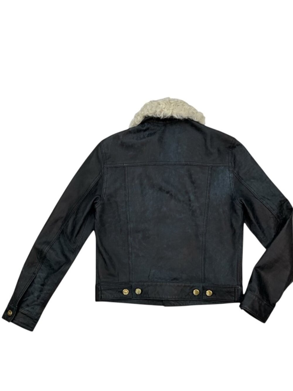 Derek Lam 10 Crosby Shearling Collar Leather Jacket 4 Indigo - Picture 14 of 15